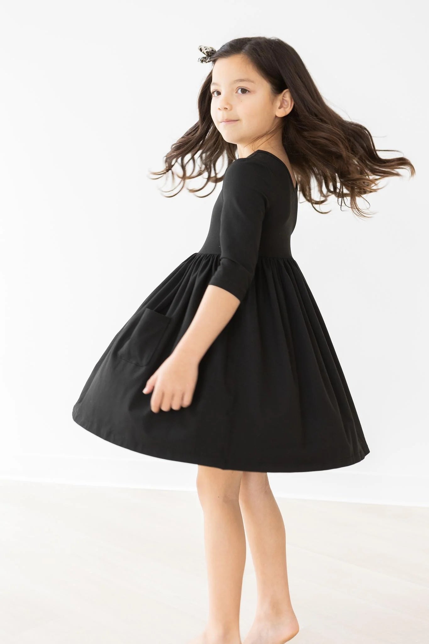 Mila and Rose BLACK 3/4 POCKET TWIRL DRESS