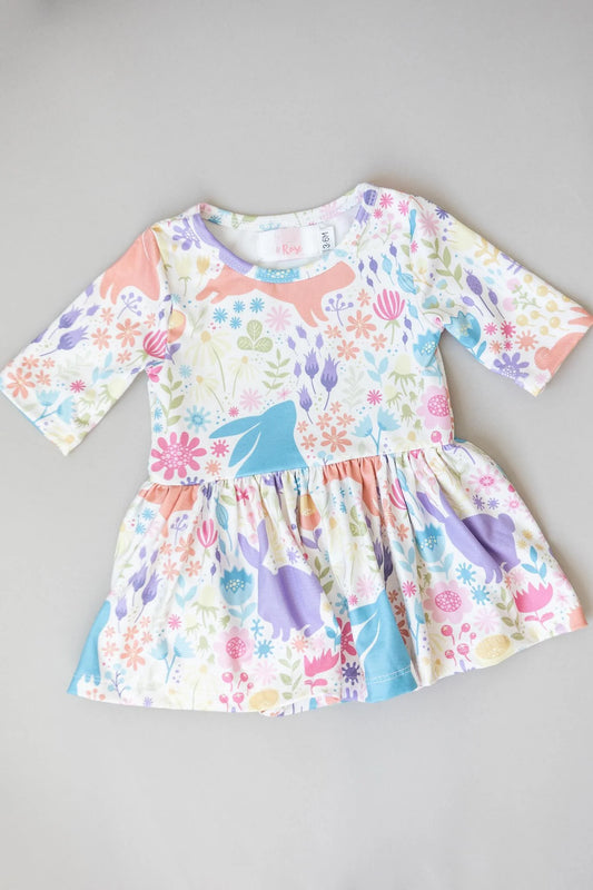 Mila and Rose PASTEL FLORAL BUNNIES TWIRL BODYSUIT