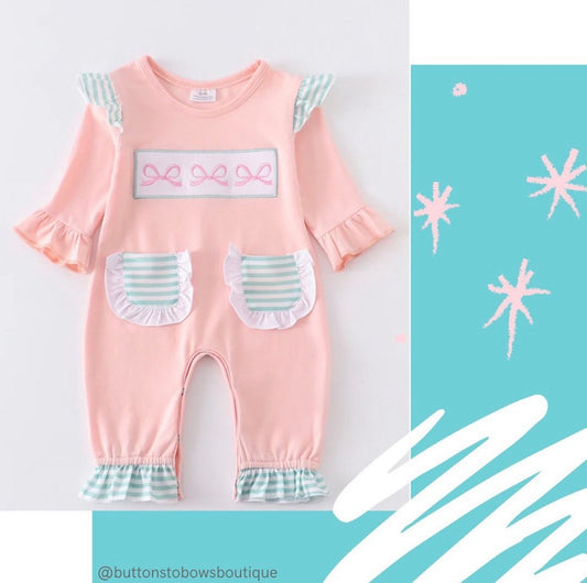 Pink Bow Baby Romper