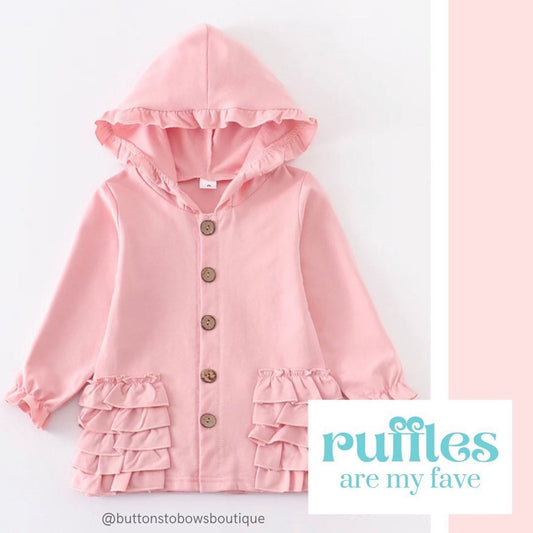 Mauve Ruffle Button Jacket