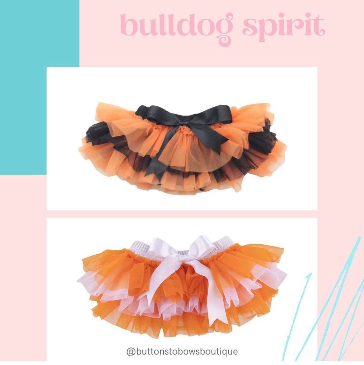 Mila and Rose GAME DAY ORANGE AND WHITE RUFFLE TUTU BLOOMER